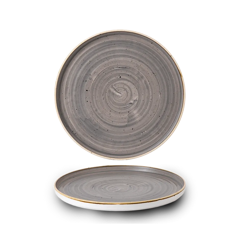 Churchill Stonecast Grey bord met opstaande rand Ø 16 cm – porseleinen bord voor de horeca