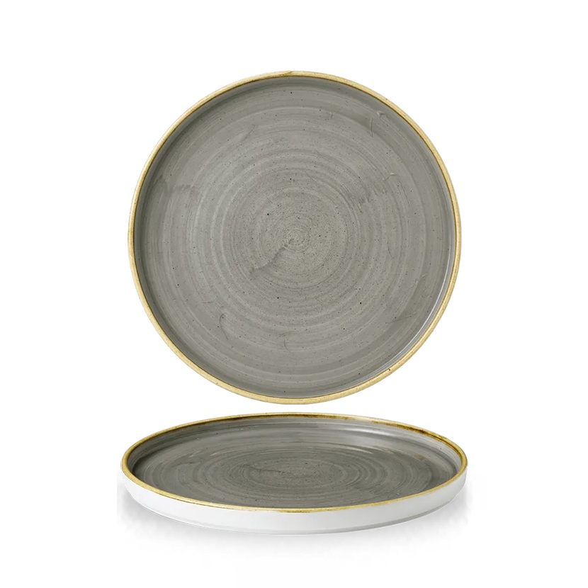Churchill Stonecast Grey bord met opstaande rand Ø 22 cm – porseleinen bord voor hotels en restaurants
