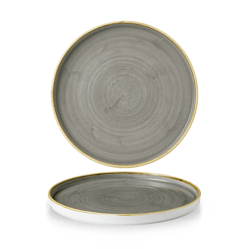 Churchill Stonecast Grey bord met opstaande rand Ø 26 cm – porseleinen bord voor cafés en bars