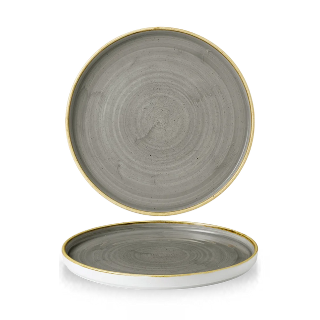 Churchill Stonecast Grey bord met opstaande rand Ø 26 cm – porseleinen bord voor cafés en bars