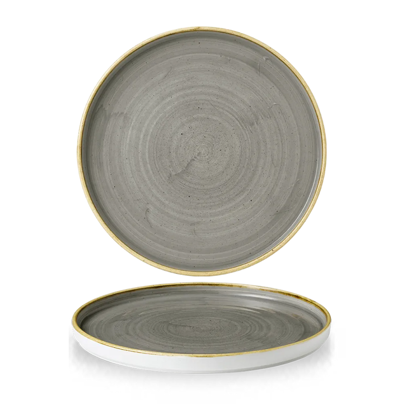 Churchill Stonecast Grey bord met opstaande rand Ø 28 cm – porseleinen bord voor fine dining