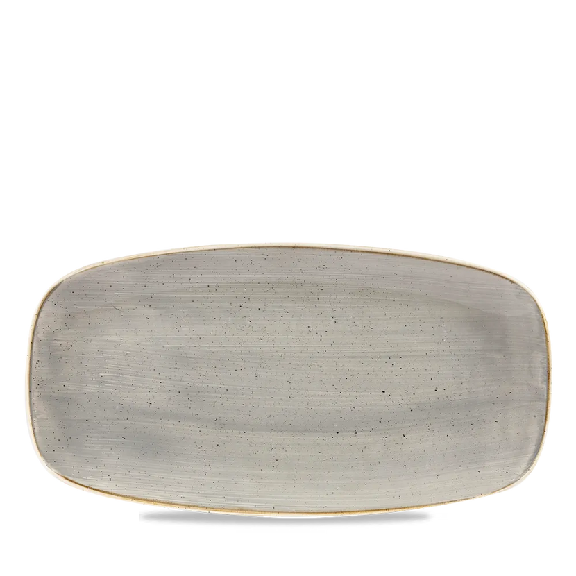 Churchill Stonecast Grey ovaal chef's bord 29,8 x 15,3 cm – porseleinen presenteerbord voor restaurants