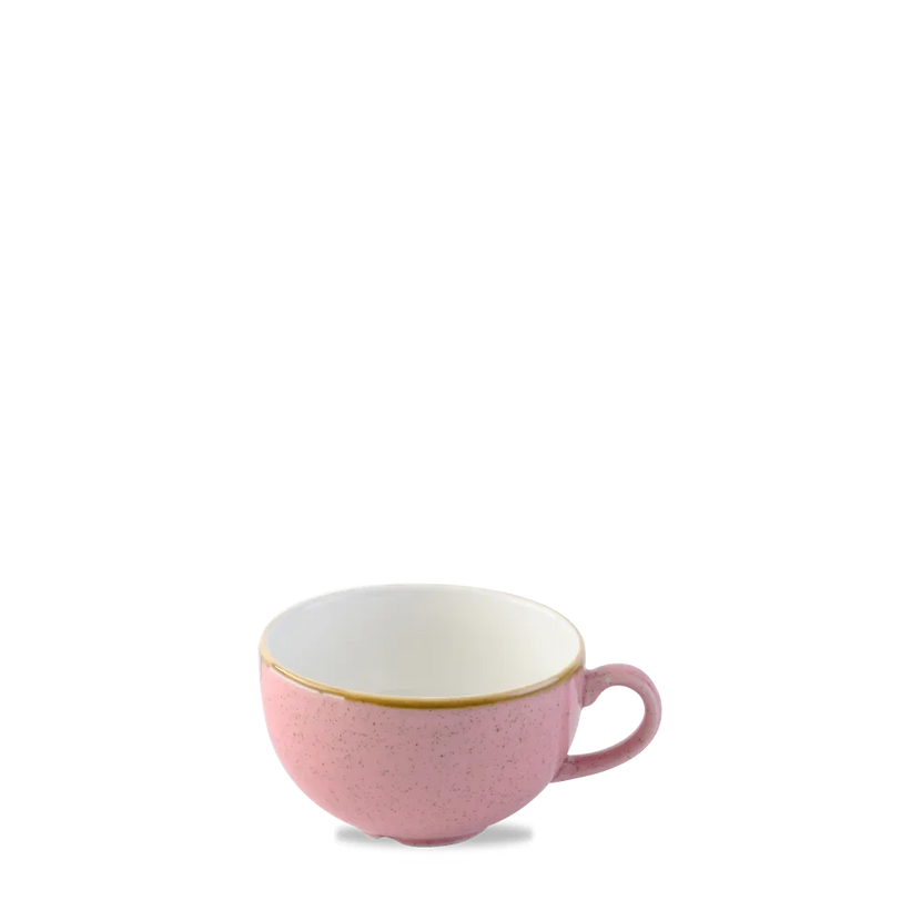 Churchill Stonecast Petal Pink cappuccinokopje 340 ml – gespikkeld porseleinen kopje voor cafés