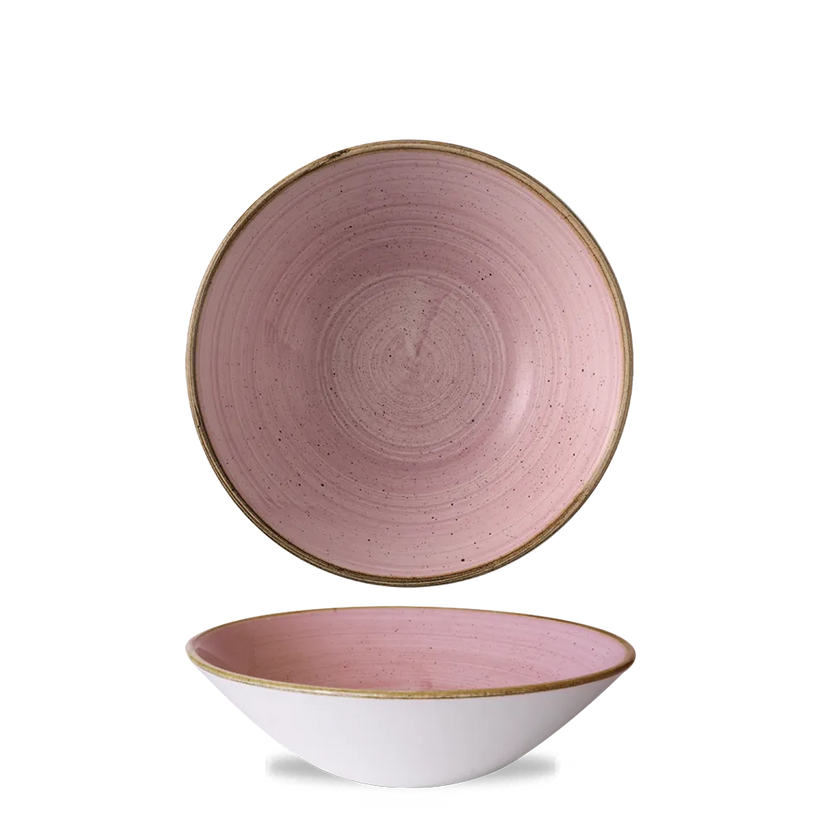Churchill Stonecast Petal Pink diepe coupekom Ø 19 cm – gespikkelde porseleinen kom voor horeca