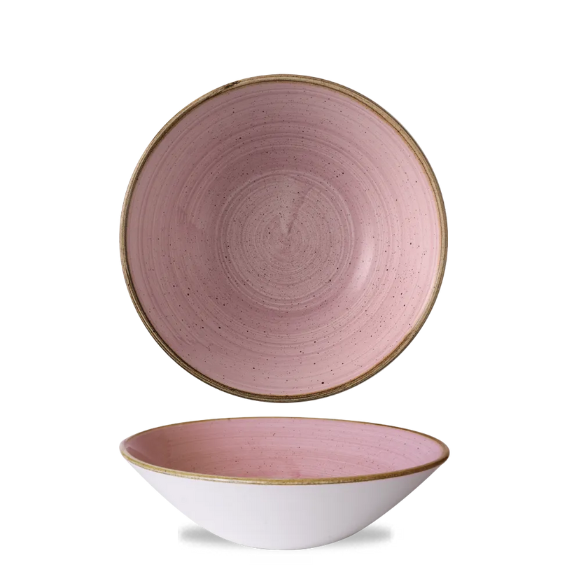 Churchill Stonecast Petal Pink diepe coupekom Ø 21,7 cm – gespikkelde porseleinen kom voor restaurants