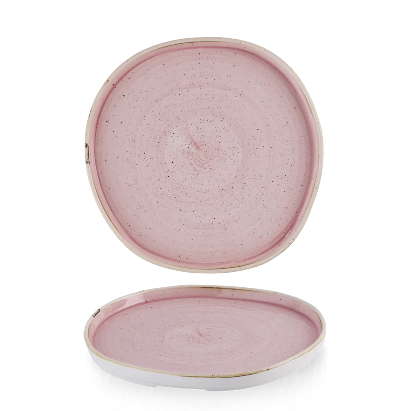 Churchill Stonecast Petal Pink organisch bord met rand Ø 25,5 cm – groot roze bord voor restaurants