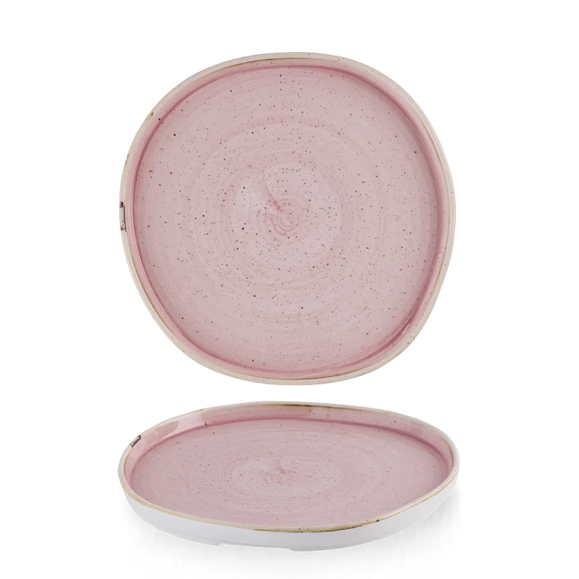 Churchill Stonecast Petal Pink organisch bord met rand Ø 25,5 cm – groot roze bord voor restaurants