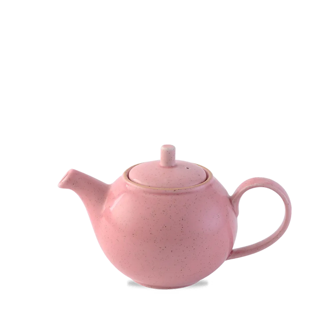 Churchill Stonecast Petal Pink theepot 426 ml – gespikkelde porseleinen theepot voor horeca