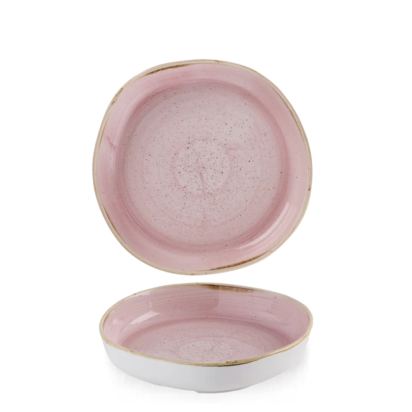 Churchill Stonecast Petal Pink organisch kom met rand 23x4,5 cm – roze ondiepe kom voor restaurants