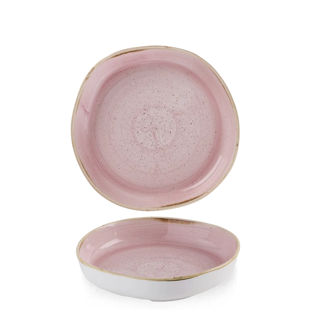 Churchill Stonecast Petal Pink organisch kom met rand 23x4,5 cm – roze ondiepe kom voor restaurants