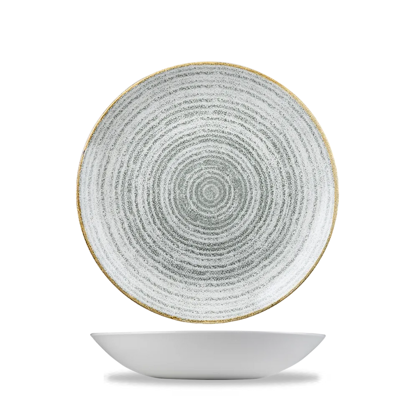 Churchill Studio Prints Stone Grey coupekom Ø 18 cm – randloze porseleinen kom voor buffetten en catering