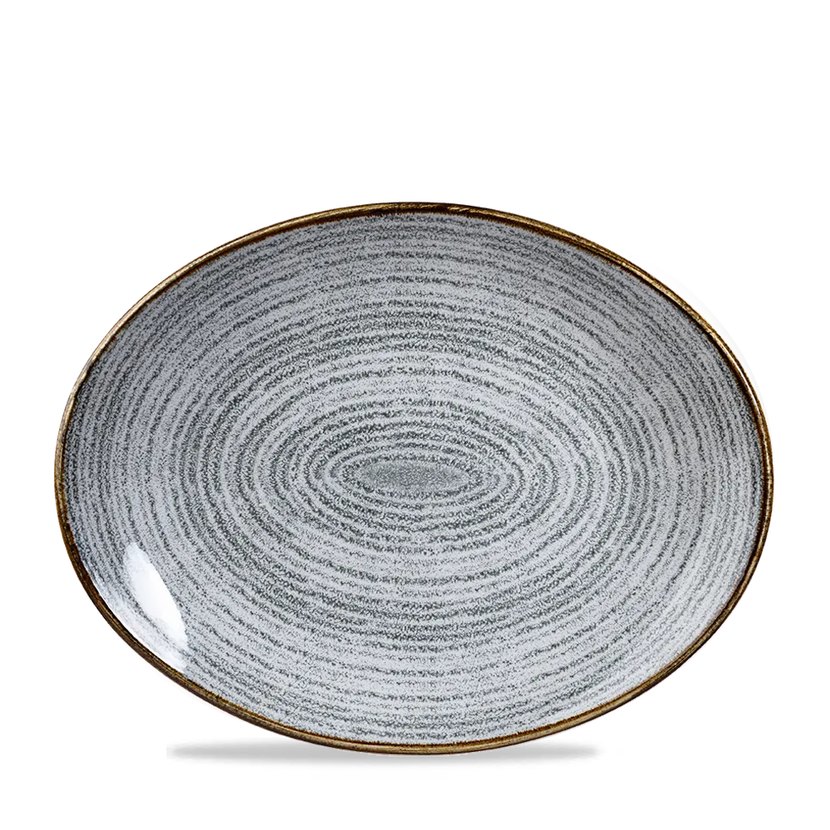 Churchill Studio Prints Stone Grey ovaal coupebord 32 cm – randloos porseleinen bord voor de horeca