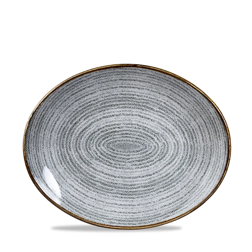 Churchill Studio Prints Stone Grey ovaal coupebord 28,1 cm – randloos porseleinen bord voor hotels en restaurants