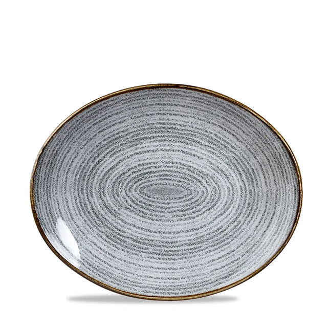 Churchill Studio Prints Stone Grey ovaal coupebord 28,1 cm – randloos porseleinen bord voor hotels en restaurants
