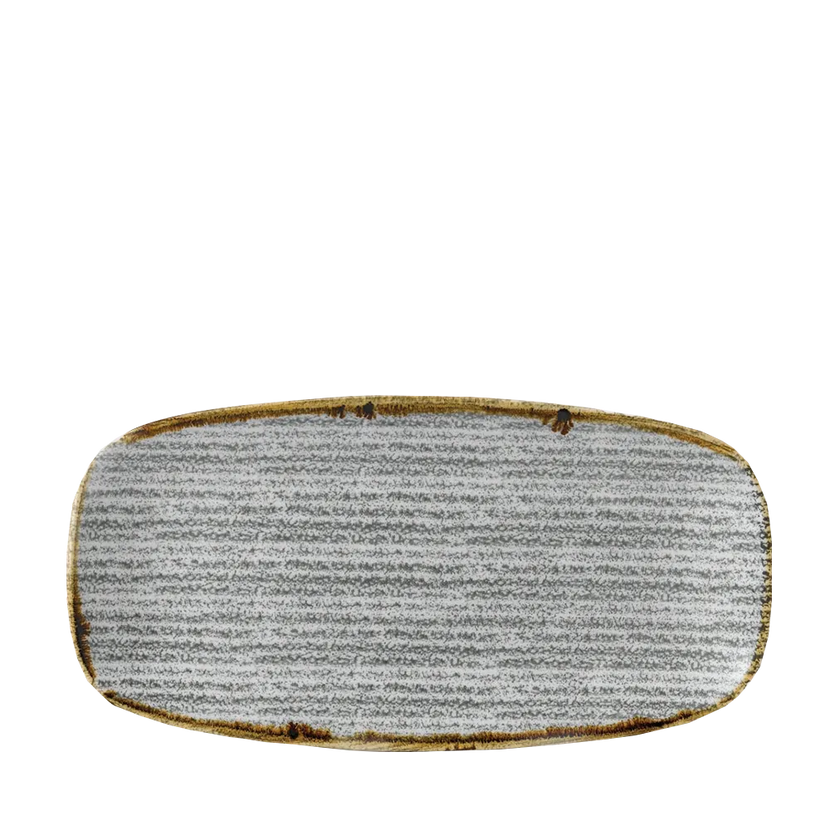 Churchill Studio Prints Stone Grey ovaal chef's bord 29,8 x 15,3 cm – porseleinen presenteerbord voor de horeca