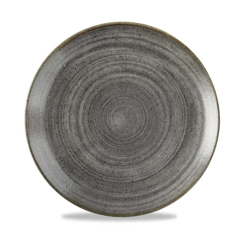 Churchill Stonecast Raw Black Evolve coupebord Ø 26 cm – randloos porseleinen bord voor buffetten en catering