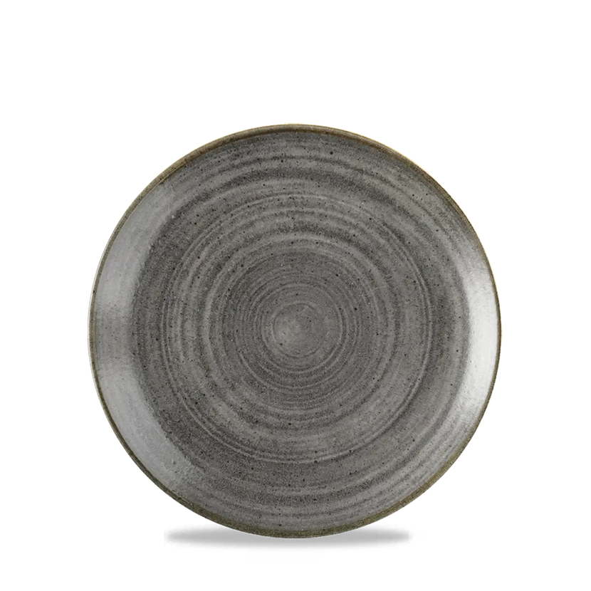 Churchill Stonecast Raw Black Evolve coupebord Ø 16,5 cm – randloos porseleinen bord voor de horeca