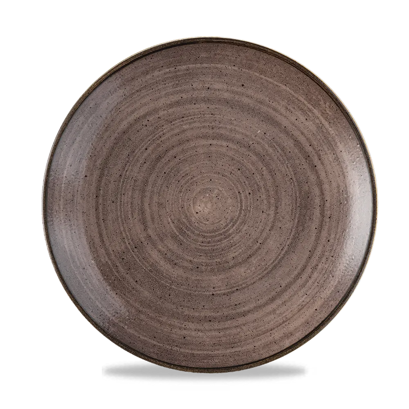 Churchill Stonecast Raw Brown Evolve coupebord Ø 26 cm – randloos porseleinen bord voor de horecasector