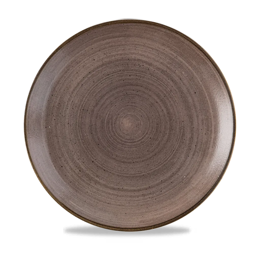 Churchill Stonecast Raw Brown Evolve coupebord Ø 28,8 cm – randloos porseleinen bord voor restaurants