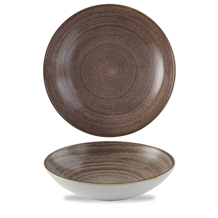 Churchill Stonecast Raw Brown Evolve coupekom 1136 ml – grote randloze porseleinen kom voor hotels en restaurants