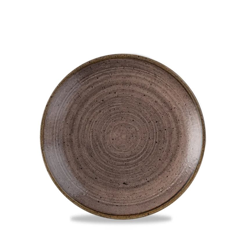 Churchill Stonecast Raw Brown Evolve coupebord Ø 16,5 cm – randloos porseleinen bord voor cafés en bars