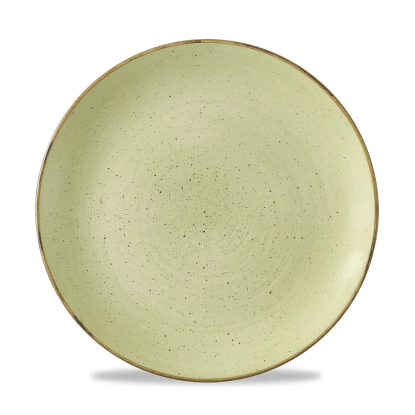 Churchill Stonecast Raw Green coupebord Ø 26 cm – gespikkeld porseleinen bord voor horeca