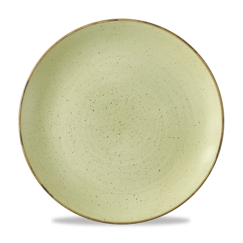 Churchill Stonecast Raw Green coupebord Ø 28,8 cm – gespikkeld porseleinen bord voor restaurants