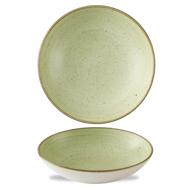 Churchill Stonecast Raw Green coupekom Ø 24,8 cm – gespikkelde porseleinen kom voor restaurants