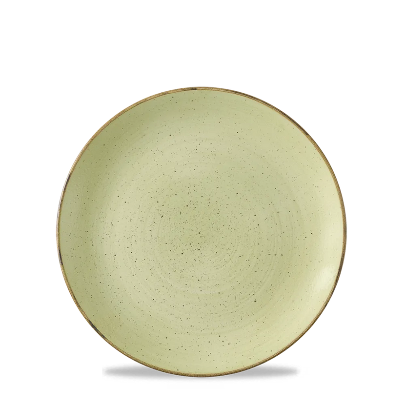 Churchill Stonecast Raw Green coupebord Ø 16,5 cm – gespikkeld porseleinen bord voor horeca