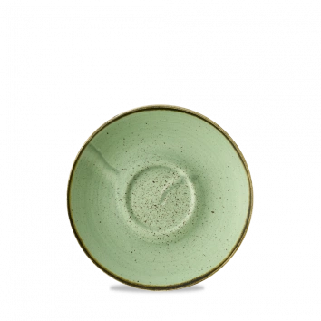 Churchill Stonecast Green cappuccinoschotel Ø 15,6 cm – groen gespikkeld porseleinen schotel voor horeca
