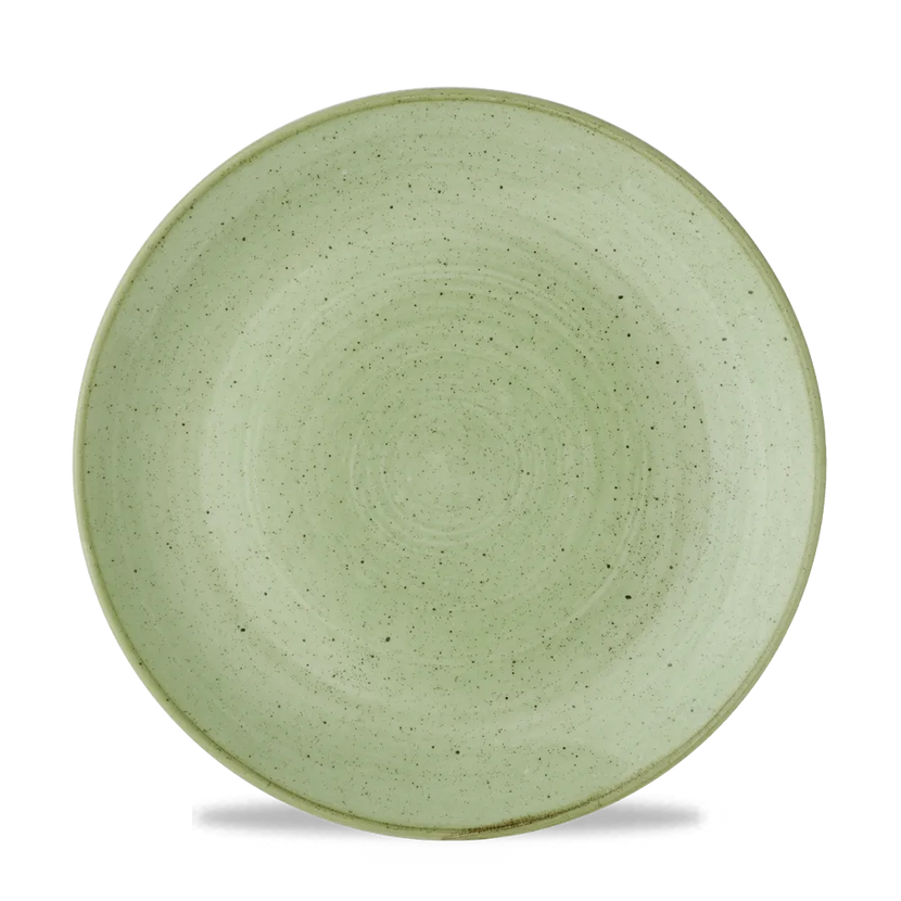 Churchill Stonecast Sage Green coupebord Ø 27 cm – gespikkeld porseleinen bord voor restaurants