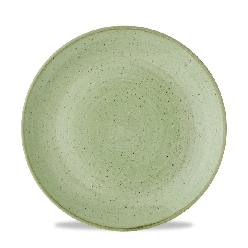 Churchill Stonecast Sage Green coupebord Ø 22,9 cm – gespikkeld porseleinen bord voor horeca