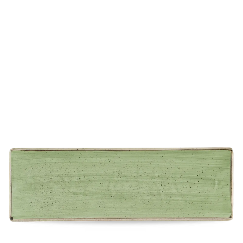 Churchill Stonecast Sage Green ovaal bord 33x11 cm – groot groen bord voor horecapresentatie