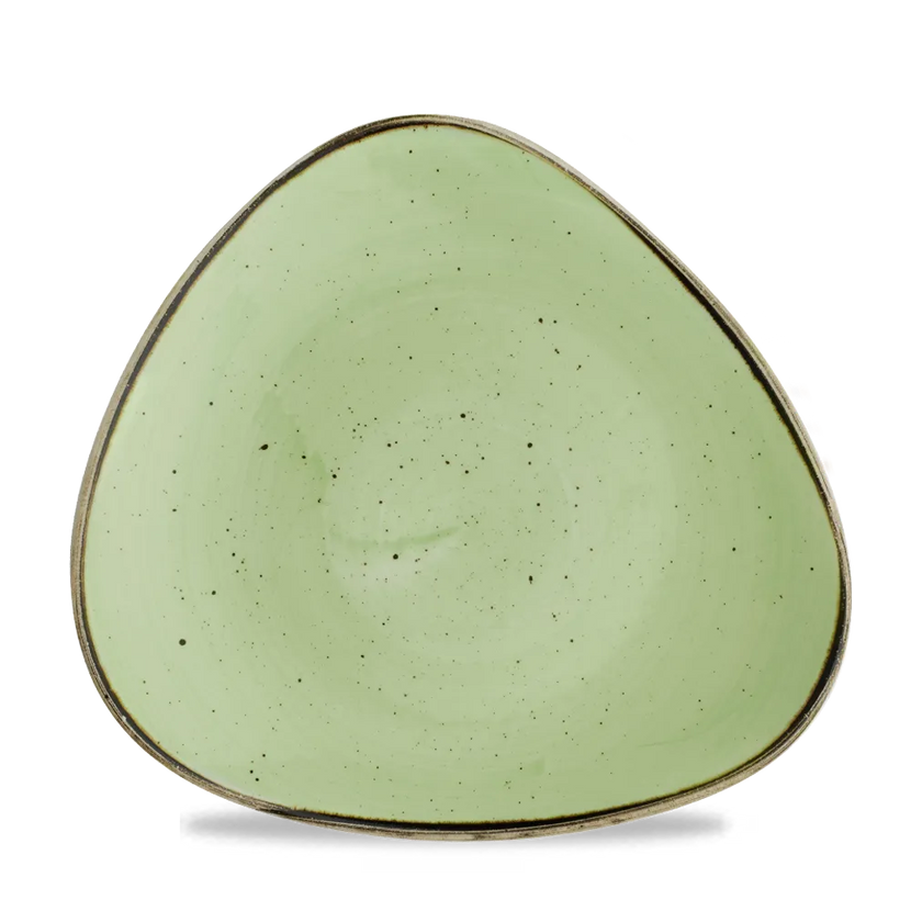Churchill Stonecast Sage Green Lotus bord Ø 26,5 cm – gespikkeld bord met bloemvorm voor restaurants