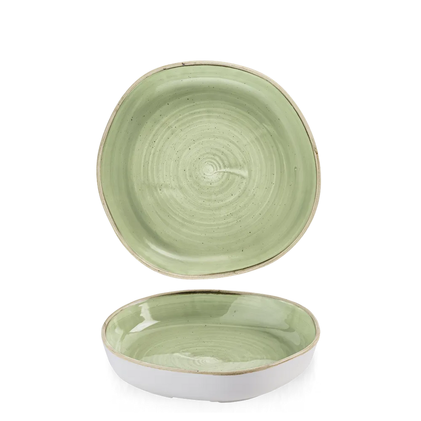 Churchill Stonecast Sage Green kom met rand 23x4,5 cm – salie groene ondiepe kom voor restaurants