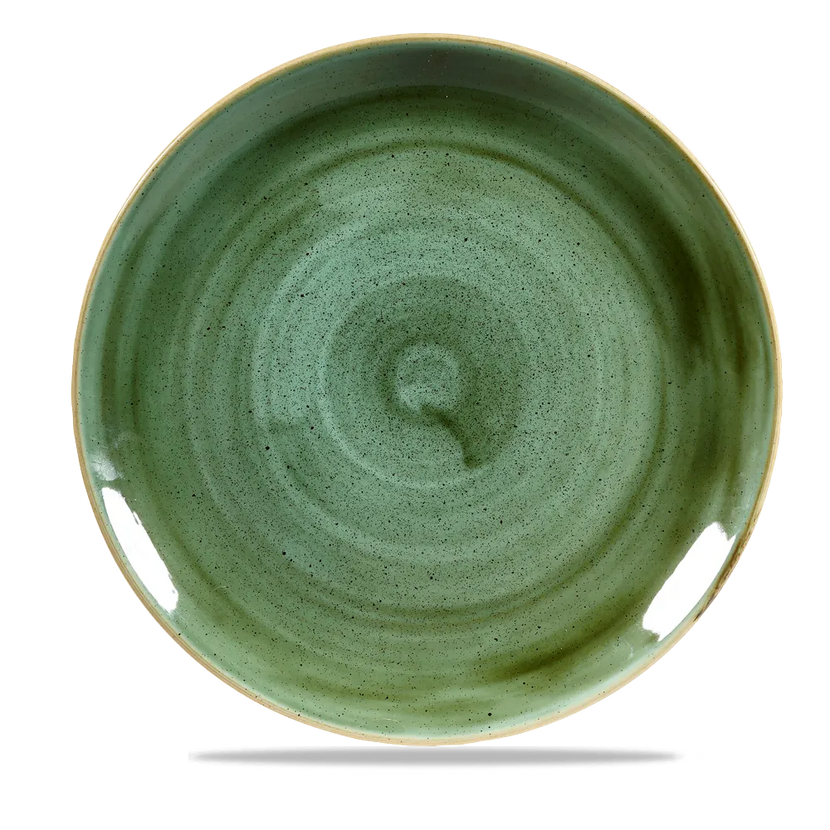 Churchill Stonecast Samphire Green Evolve coupebord Ø 29 cm – randloos porseleinen bord voor fine dining