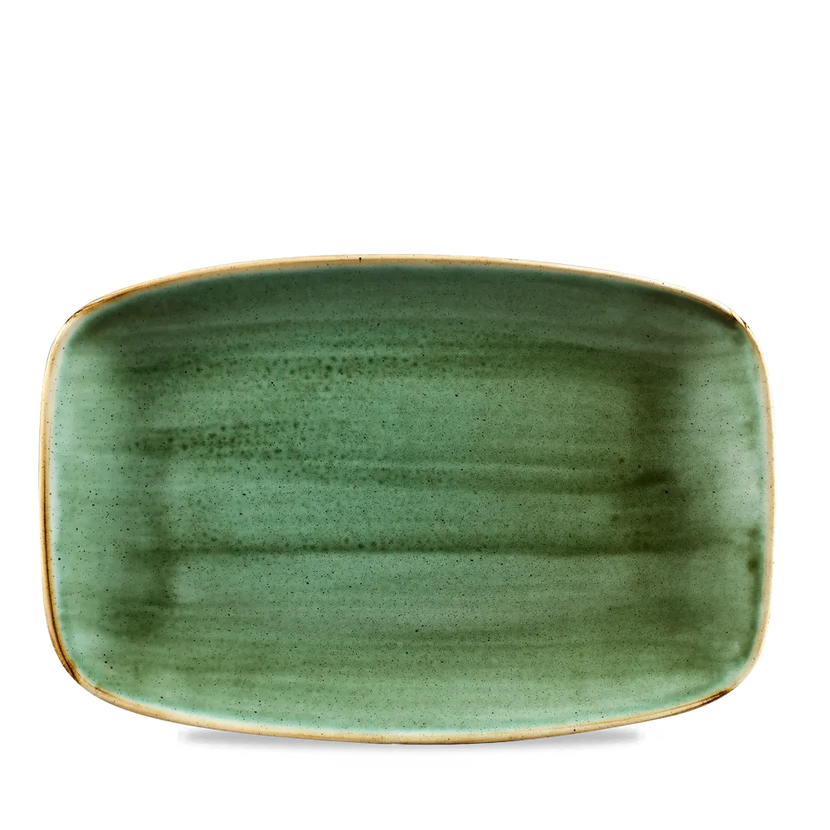 Churchill Stonecast Green ovaal chef's bord 30 x 19,9 cm – porseleinen presenteerbord voor de horeca