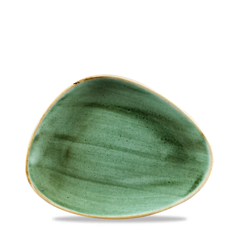 Churchill Stonecast Green driehoekig bord 26,5 x 20,5 cm – porseleinen bord voor cafés en bars