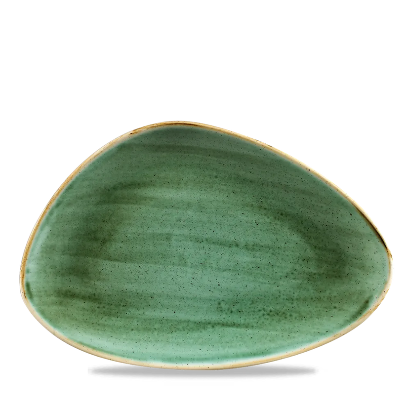 Churchill Stonecast Samphire Green driehoekig bord 30,4 x 20,5 cm – porseleinen bord voor fine dining
