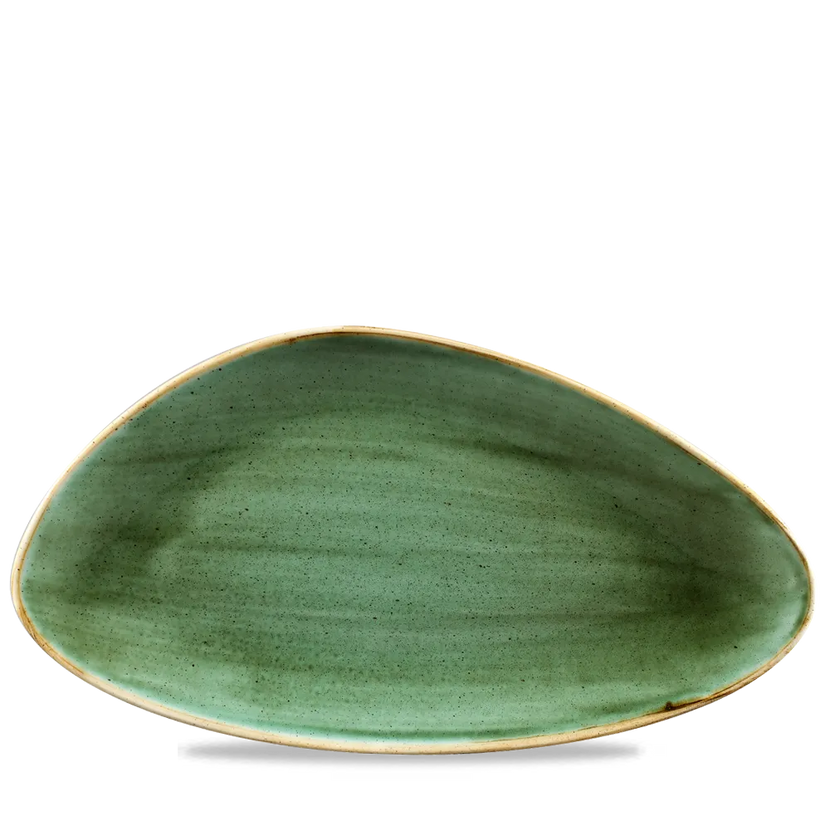 Churchill Stonecast Samphire Green driehoekig bord 18,5 x 35,6 cm – porseleinen bord voor buffetten en catering