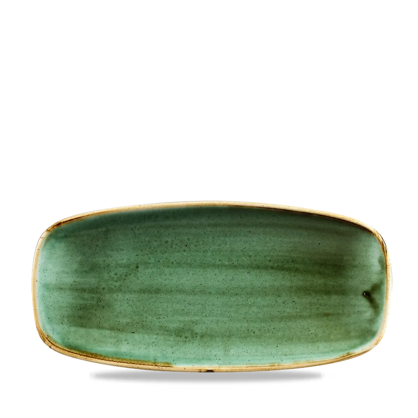 Churchill Stonecast Green ovaal chef's bord 26,9 x 12,7 cm – porseleinen presenteerbord voor buffetten en catering