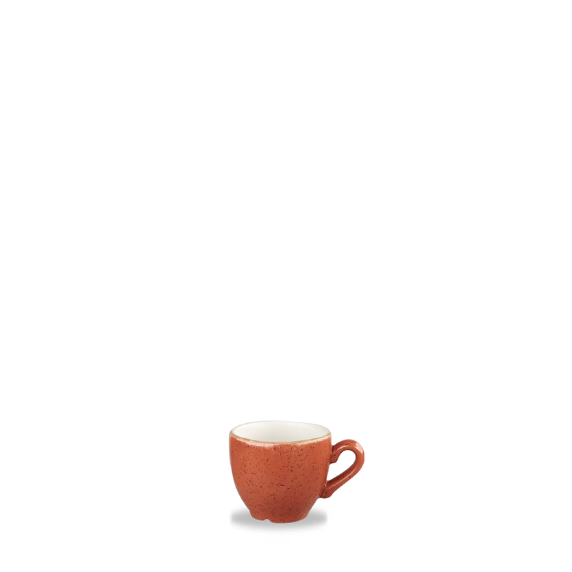 Churchill Stonecast Orange espressokopje 104 ml – gespikkeld porseleinen kopje voor cafés en bars