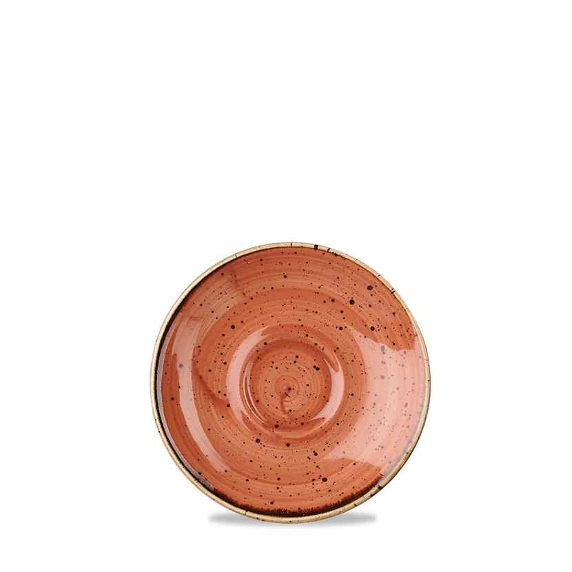 Churchill Stonecast Orange espressoschoteltje Ø 11 cm – porseleinen schotel voor professionele keukens