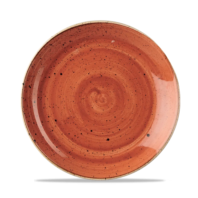 Churchill Stonecast Orange Evolve coupebord Ø 22 cm – randloos porseleinen bord voor buffetten en catering
