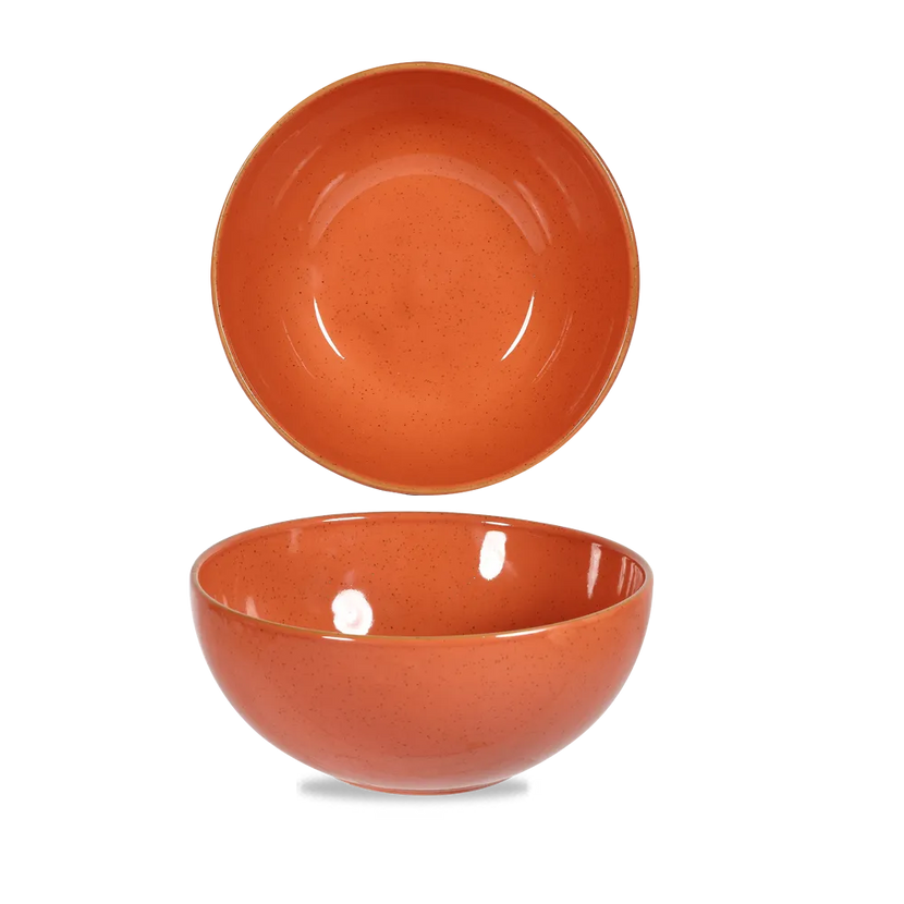 Churchill Stonecast Orange noedelkom 1242 ml – gespikkeld porseleinen kom voor professionele keukens