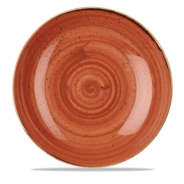 Churchill Stonecast Orange grote coupekom Ø 30 cm – gespikkeld porseleinen kom voor hotels en restaurants