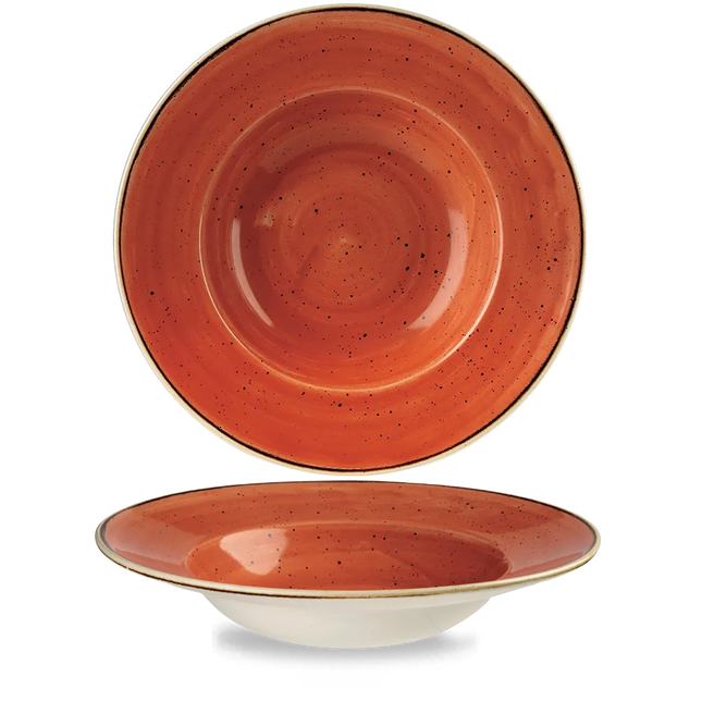 Churchill Stonecast Orange Profile kom met brede rand Ø 28 cm – porseleinen kom voor hotels en restaurants