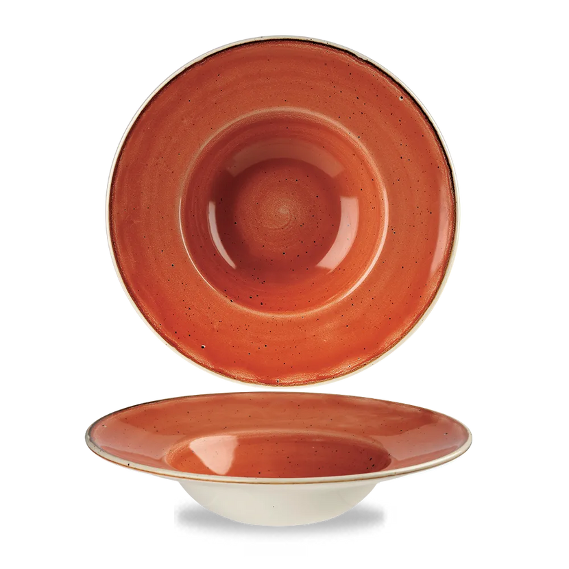Churchill Stonecast Orange Profile kom met brede rand Ø 24 cm – porseleinen kom voor cafés en bars