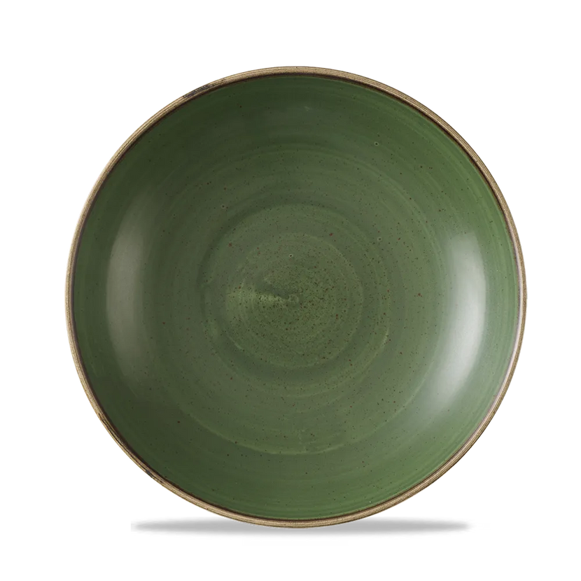 Churchill Stonecast Sorrel Green coupekom Ø 24,8 cm – gespikkelde porseleinen kom voor horeca