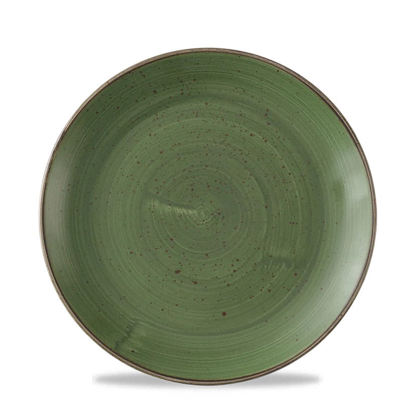 Churchill Stonecast Sorrel Green coupebord Ø 21,7 cm – gespikkeld porseleinen bord voor horeca